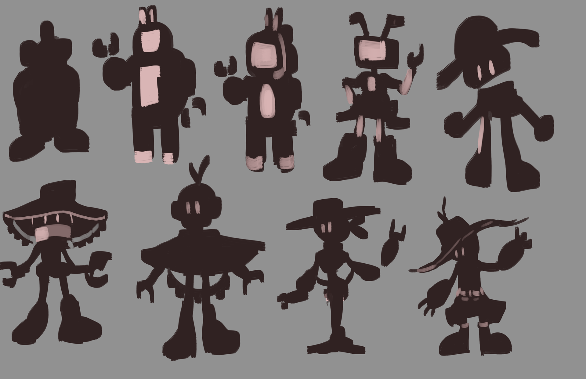 Robot Character Sillhouettes, Digital, 2021