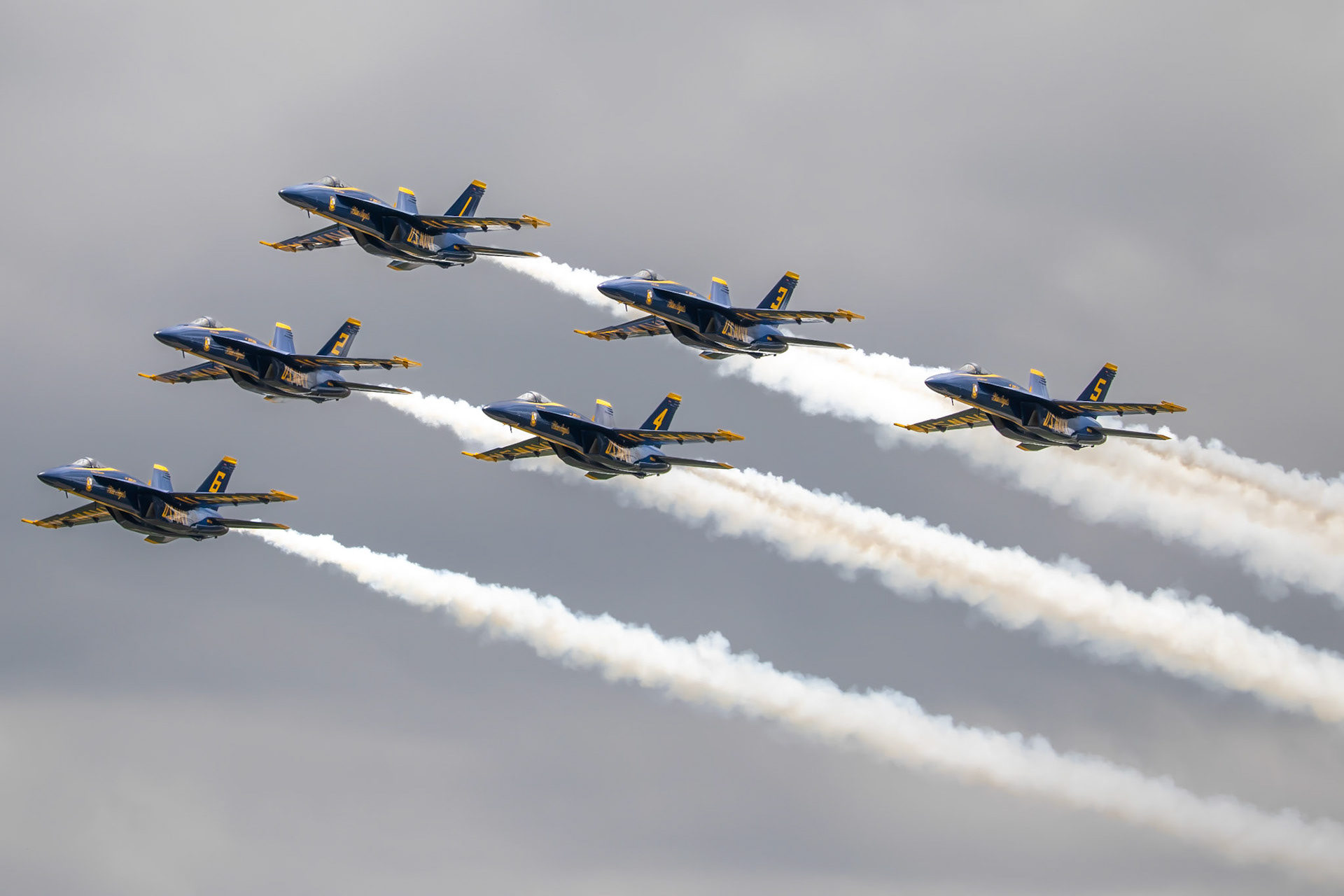 A suprise flyover in the delta formation with the Blue Angels