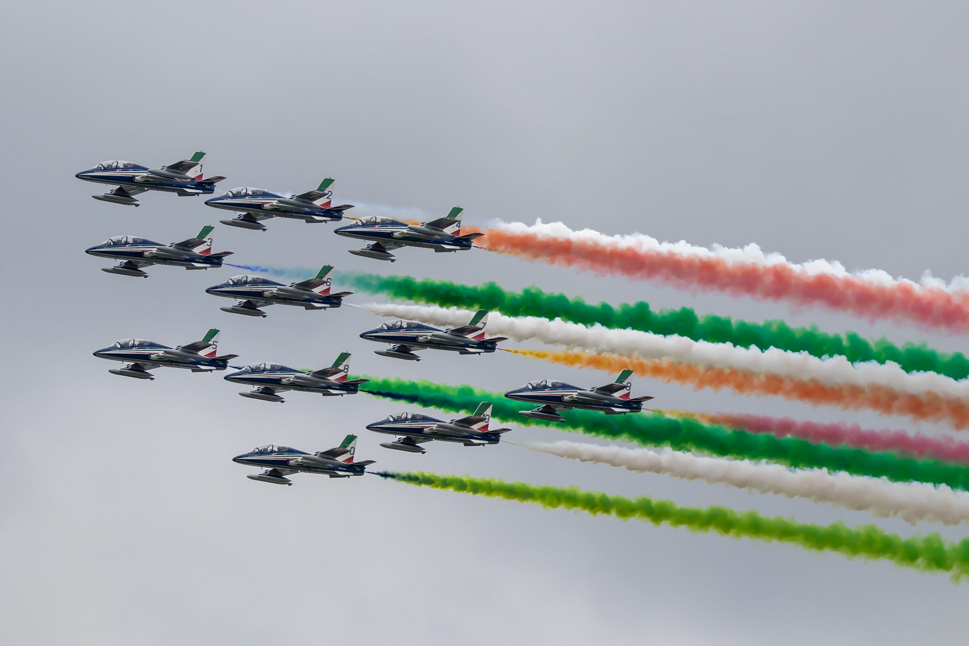The Frecci Tricolori arriving into Oshkosh