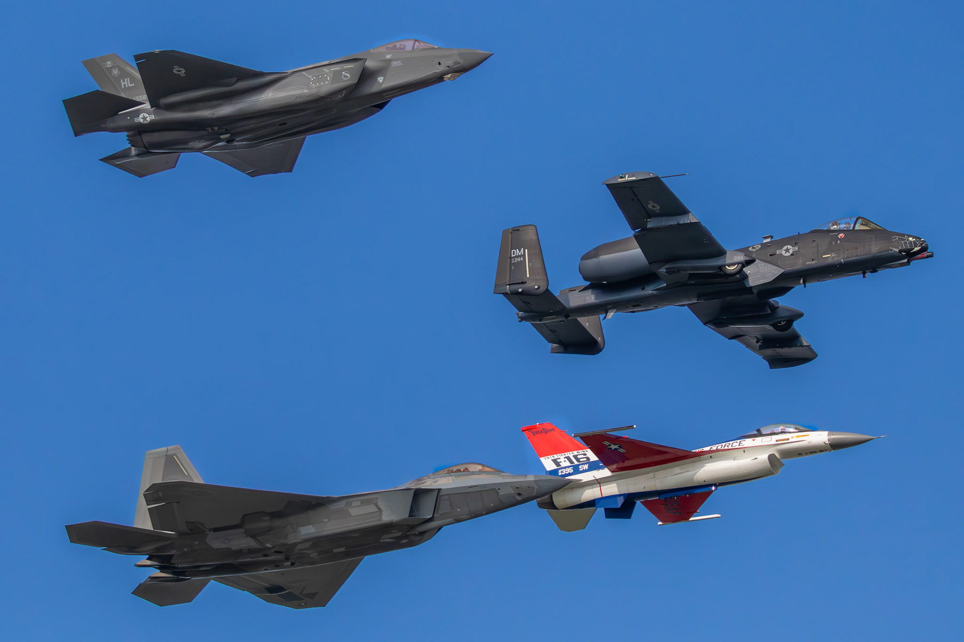 F35 Demo A10 Demo F16 Demo and F22 Demo all together making a pass