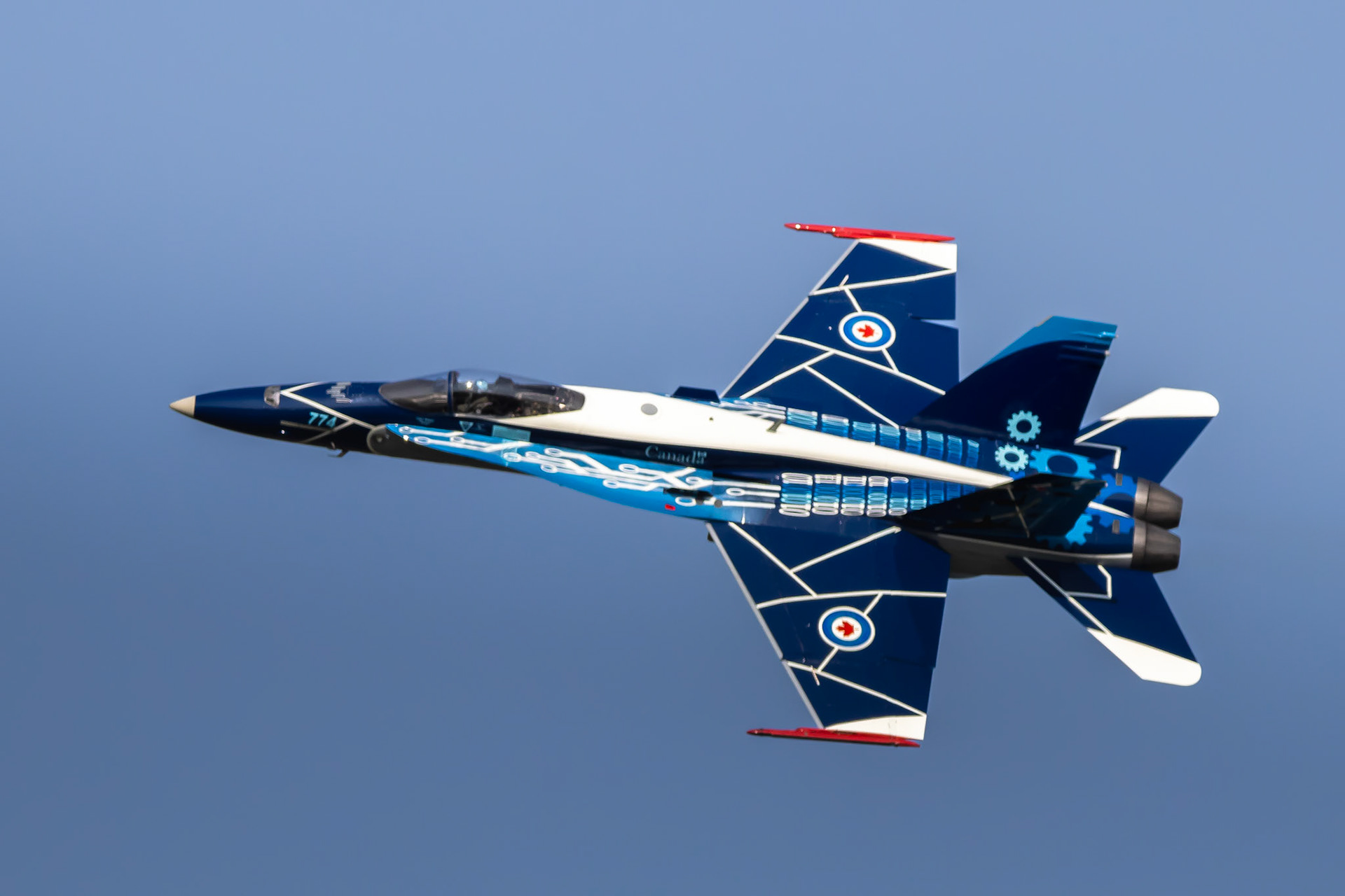Easy left bank with the CF18 showing off its amazing livery