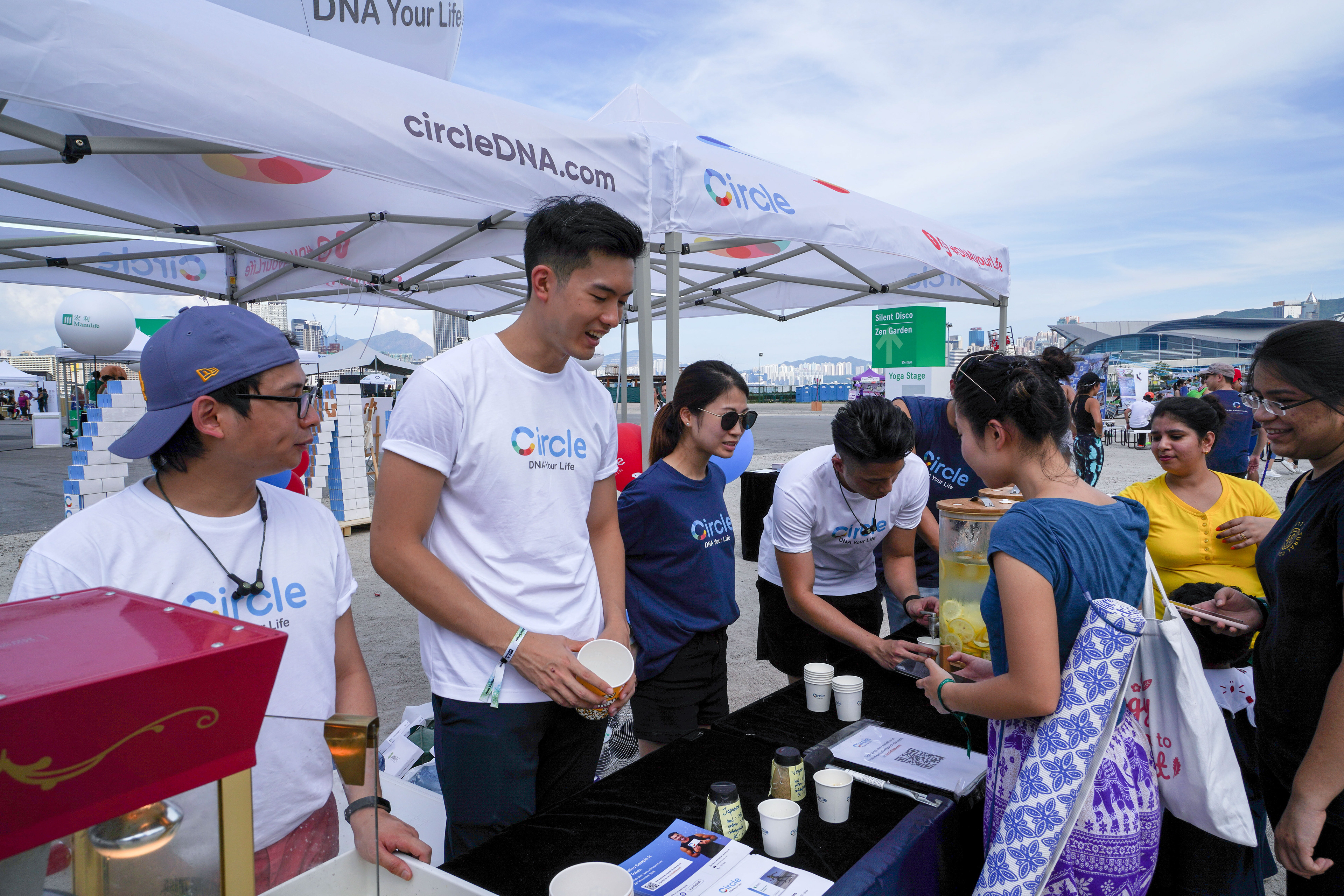 People at the booth.