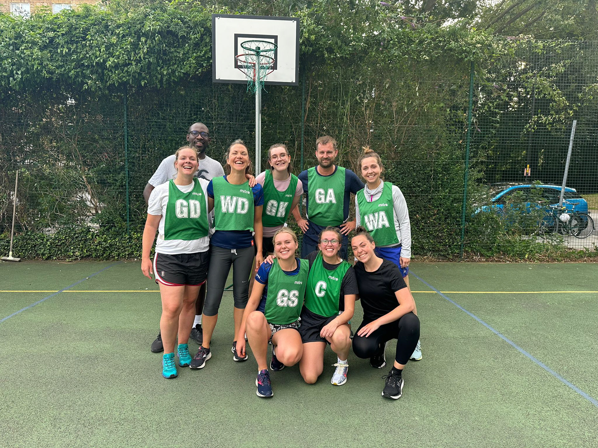 Playing Netball in a recreational league in Southwark with my friends