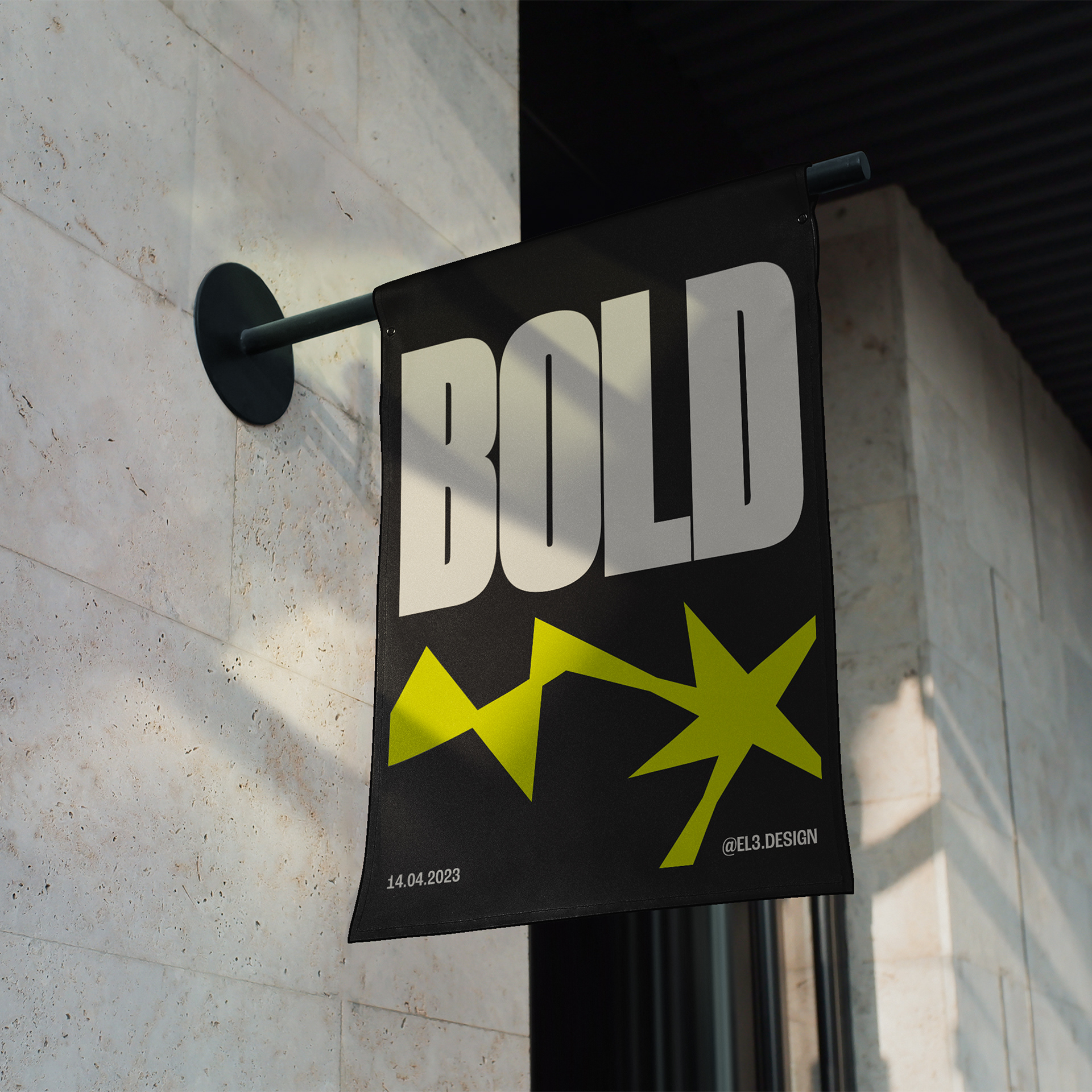 BOLD -- on fabric signboard