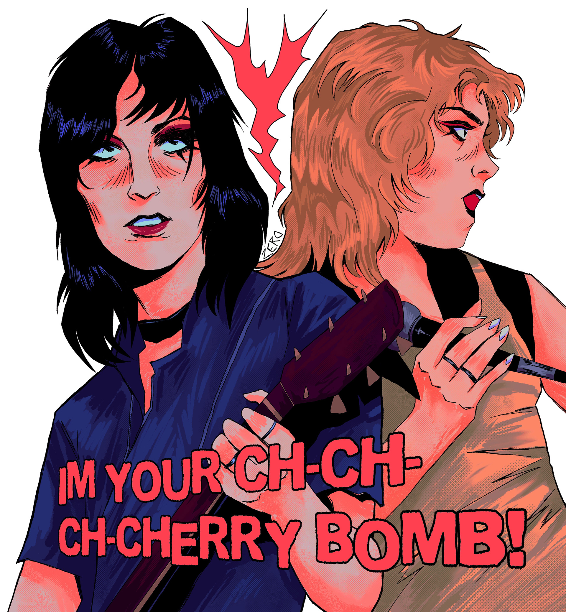 "joan jett & cherie currie" / digital illustration / 2022