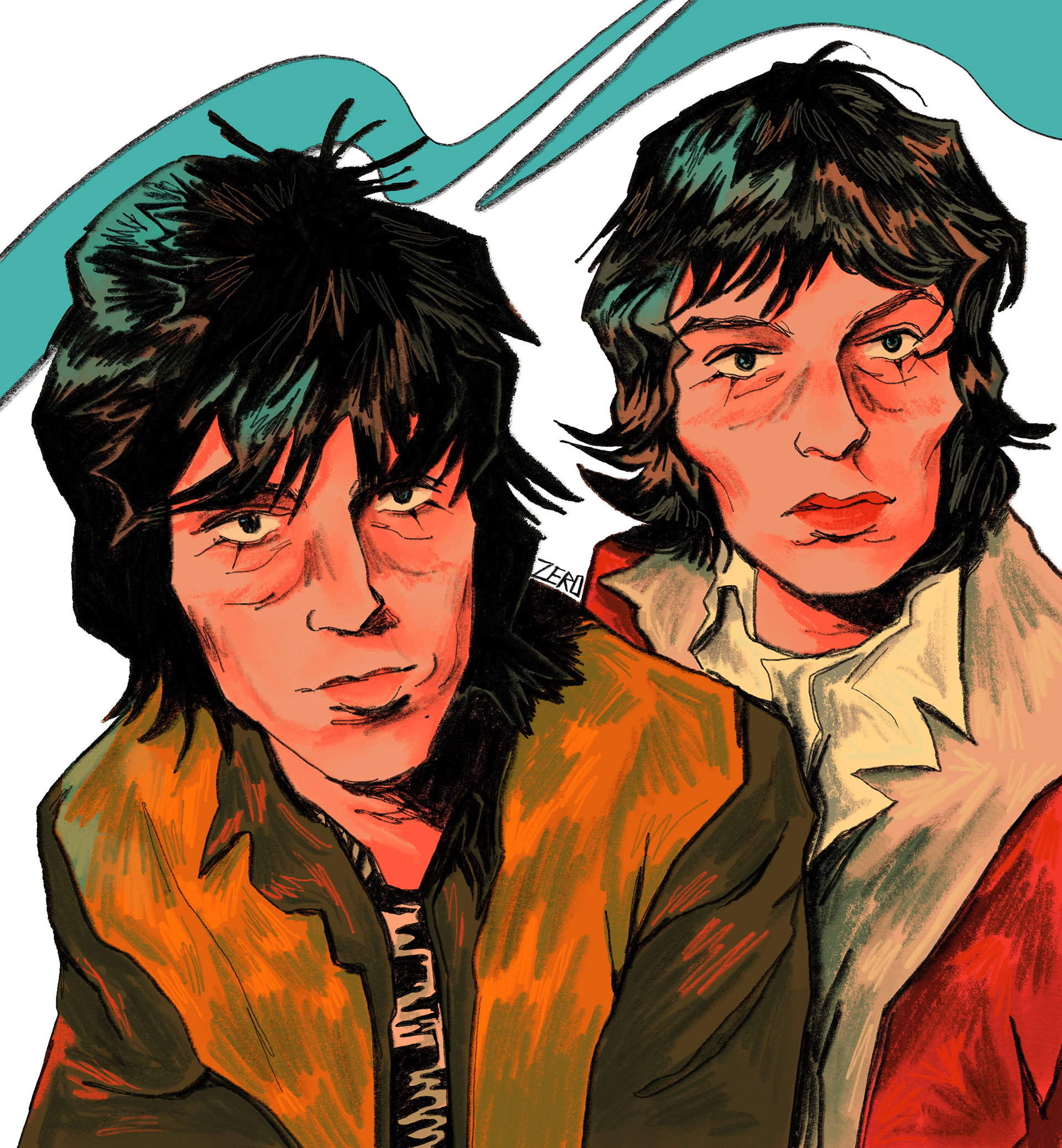 "keith & mick" / digital illustration / 2023