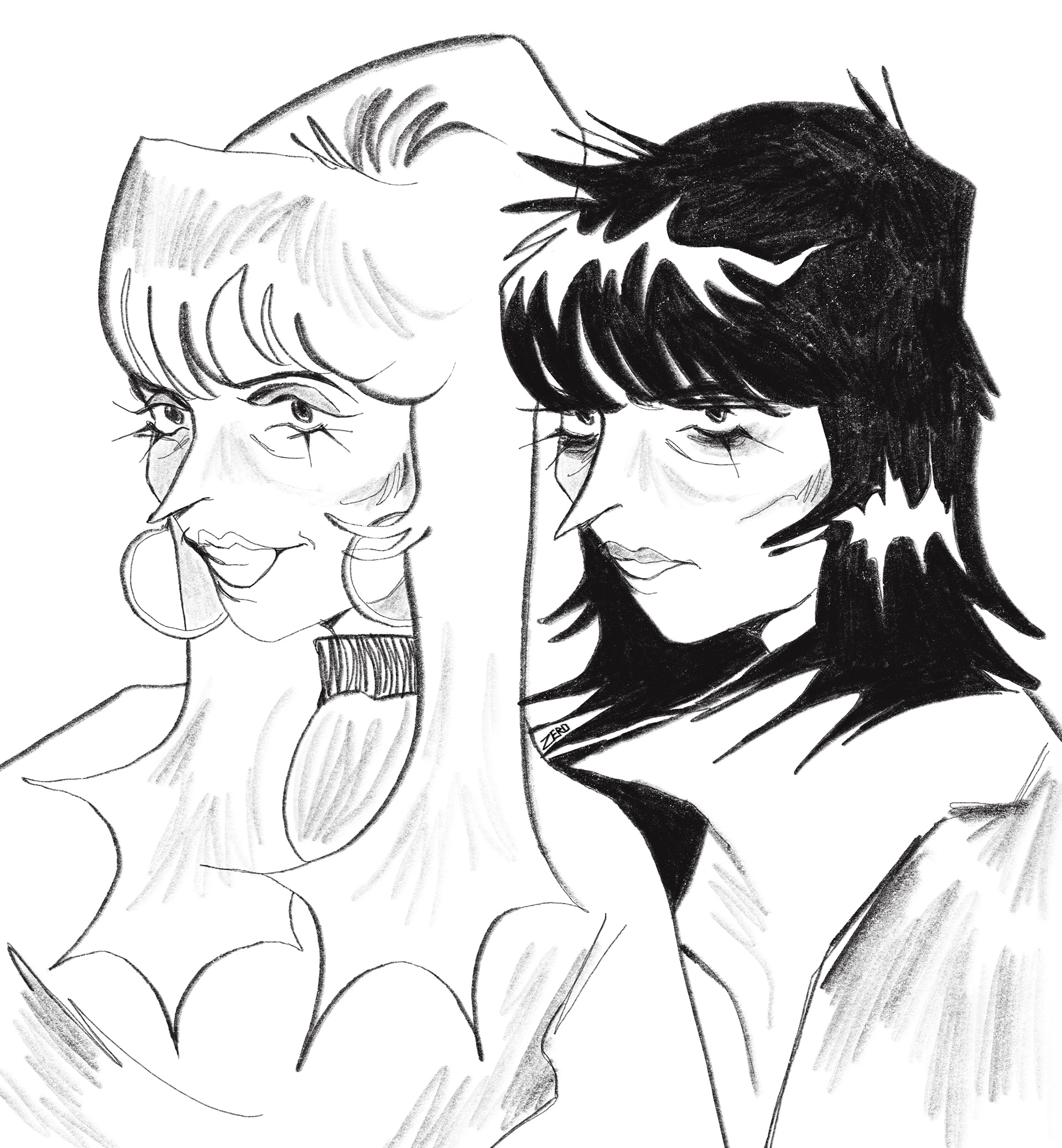 "two different sisters" / lineart / 2023