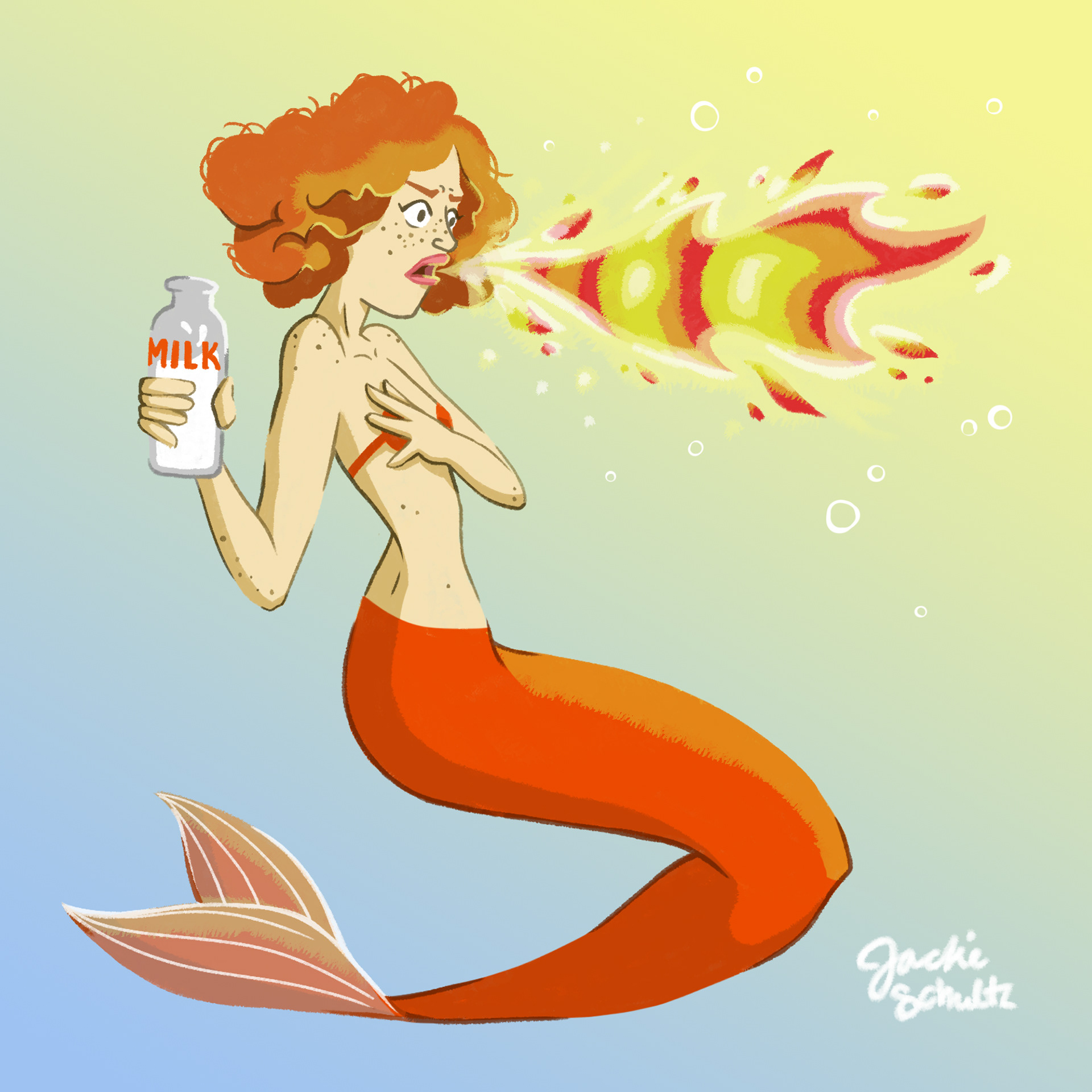 Day 12: Dragon. Modeled after my friend Maggie, who (like me) is lactose-intolerant