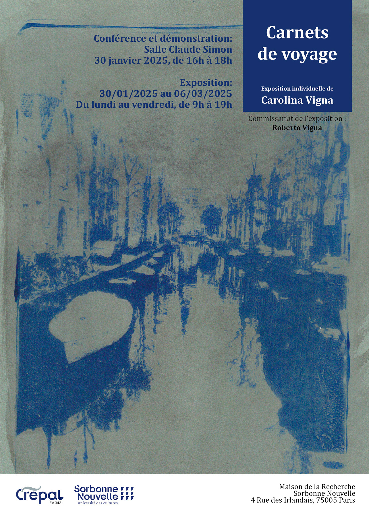 Exposição individual Carnets de voyage: Monotypes, Maison de la Recherche de l’Université Sorbonne Nouvelle (Paris, França, 2024-2025)