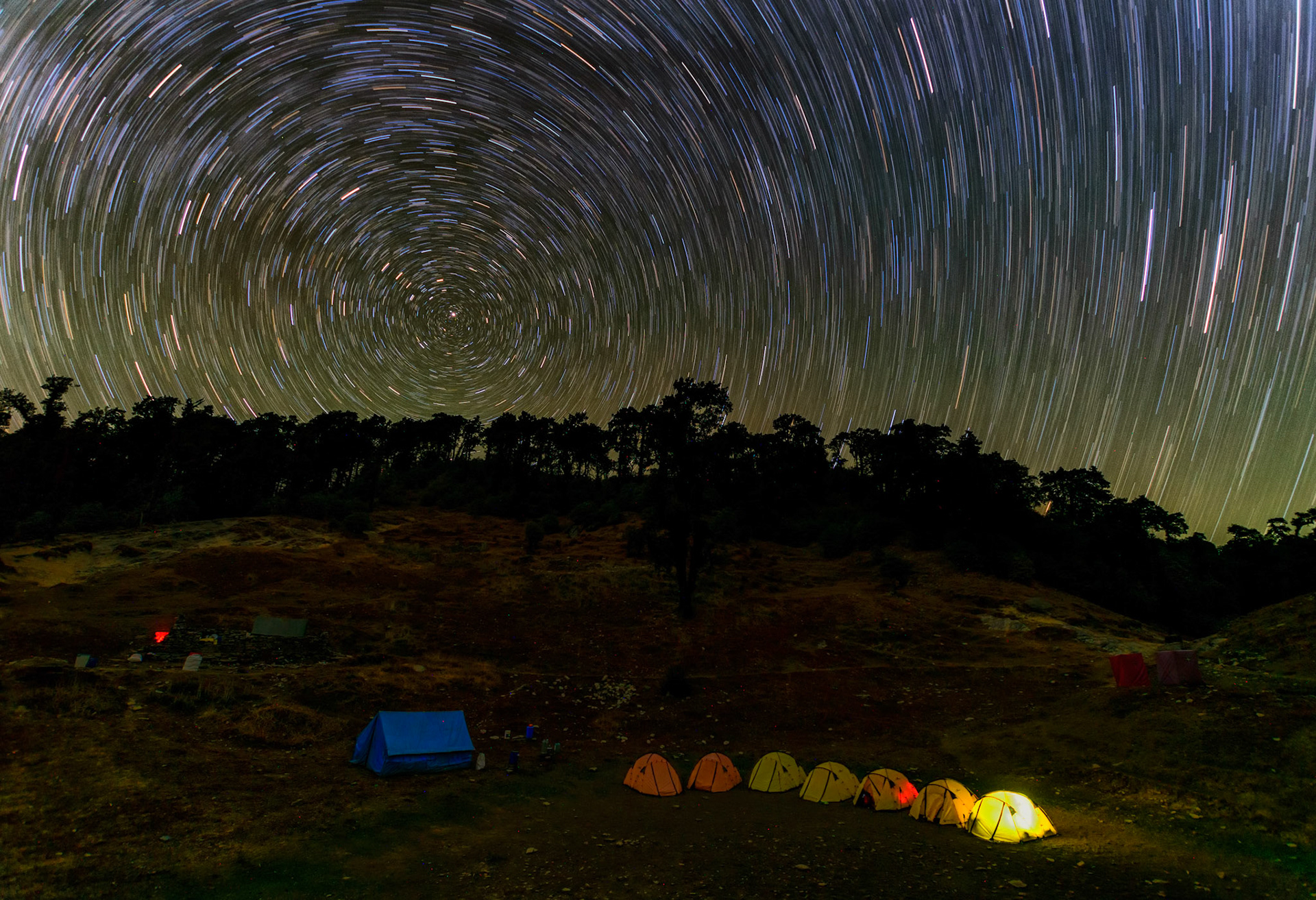 Camping under Star trail (Uttarakhand, India)