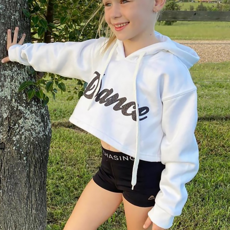 Cropped Hoodie Glitter Print