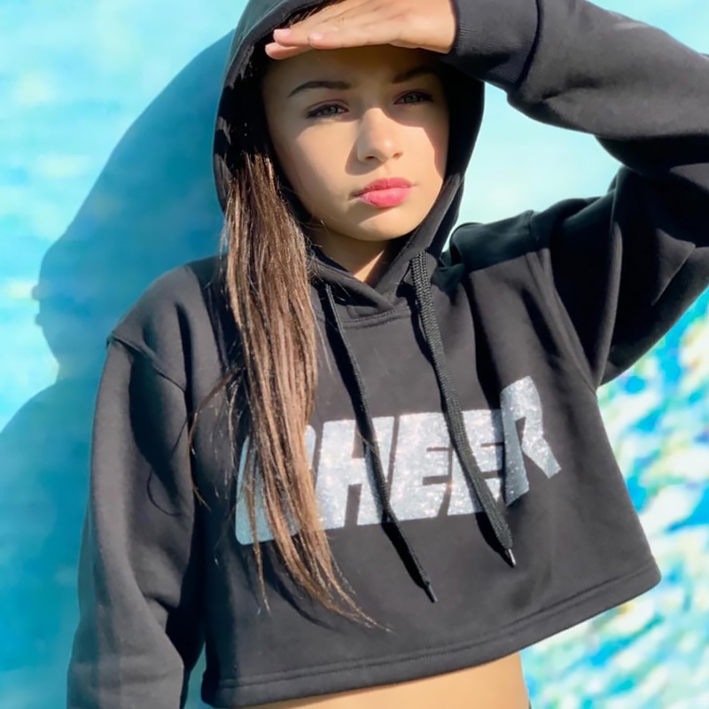 Cropped Hoodie Glitter Print