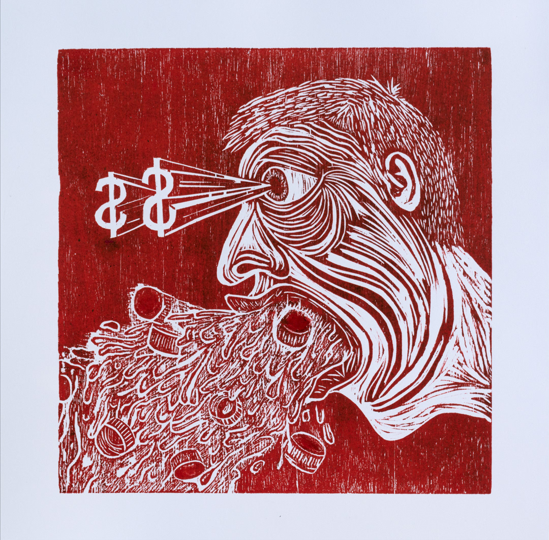 James Quincey: CEO of Coca Cola | Woodcut | 12" x 12" | 2022