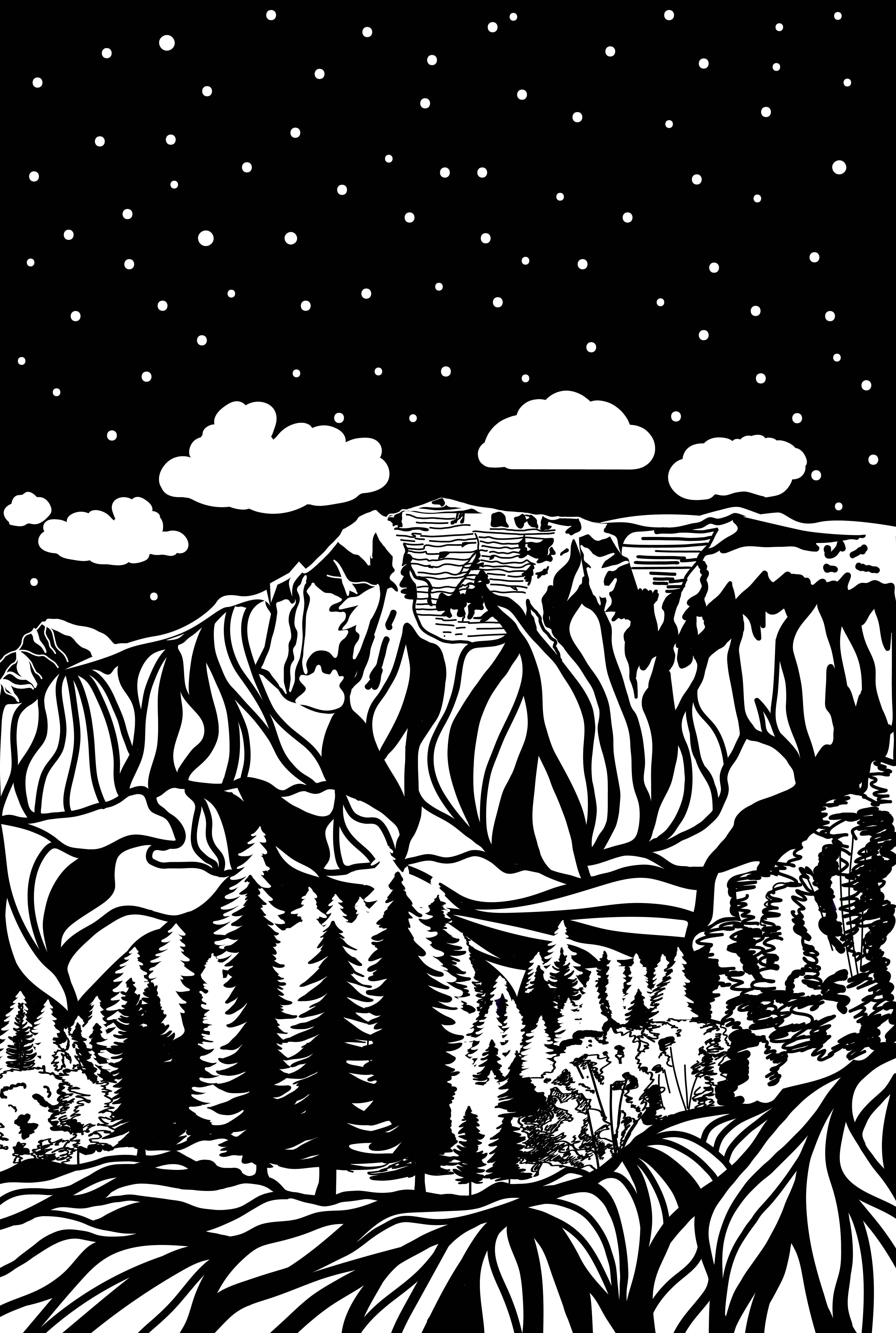 Untitled Mountain Landscape | Digital Drawing