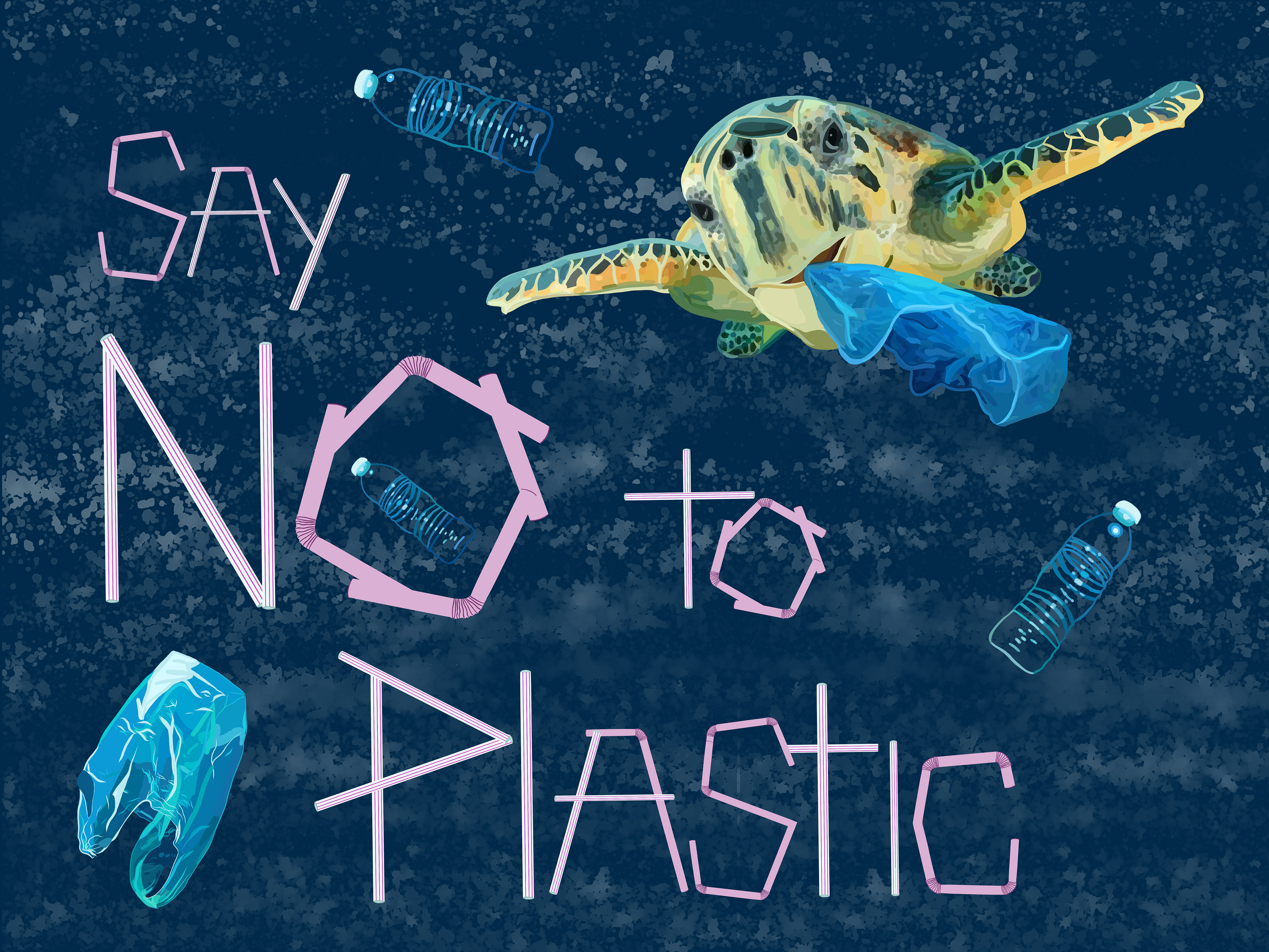 Say No to Plastic | Digital Drawing