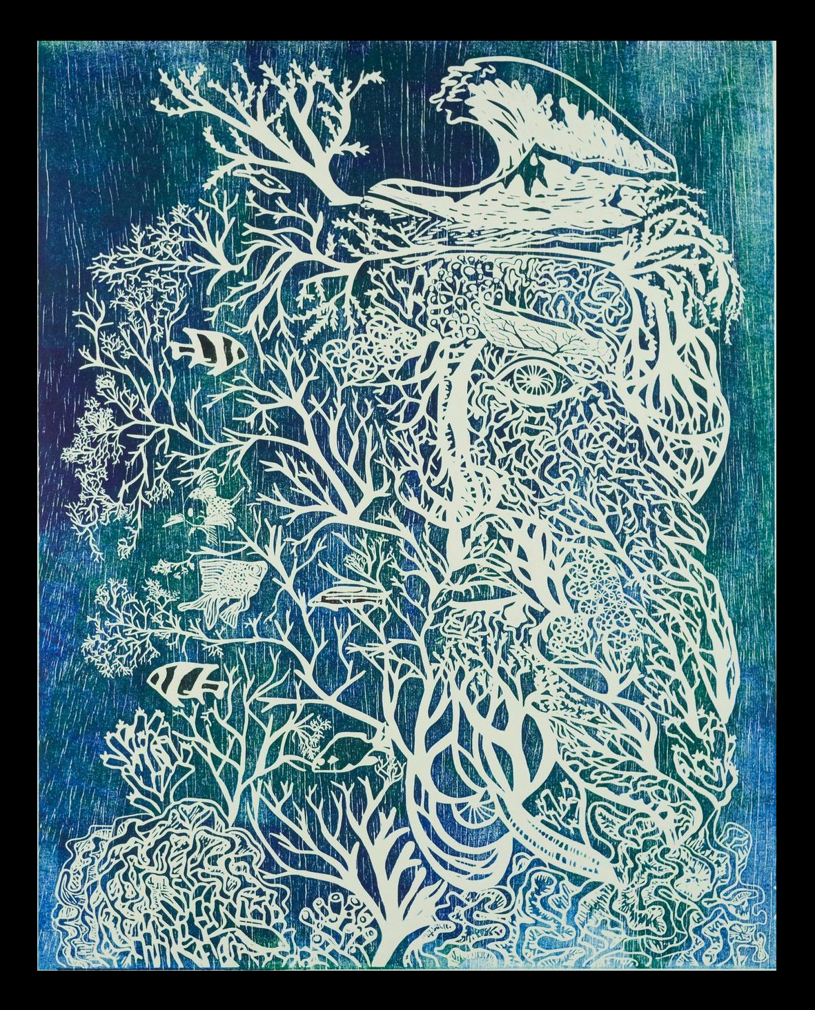Poseidon's Sorrow | Woodcut | 11" x 14" | 2020