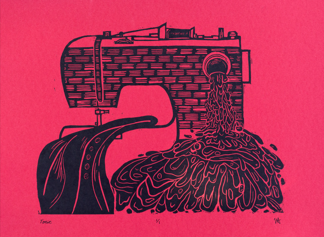 Toxic | Linocut | 9" x 12" | 2022