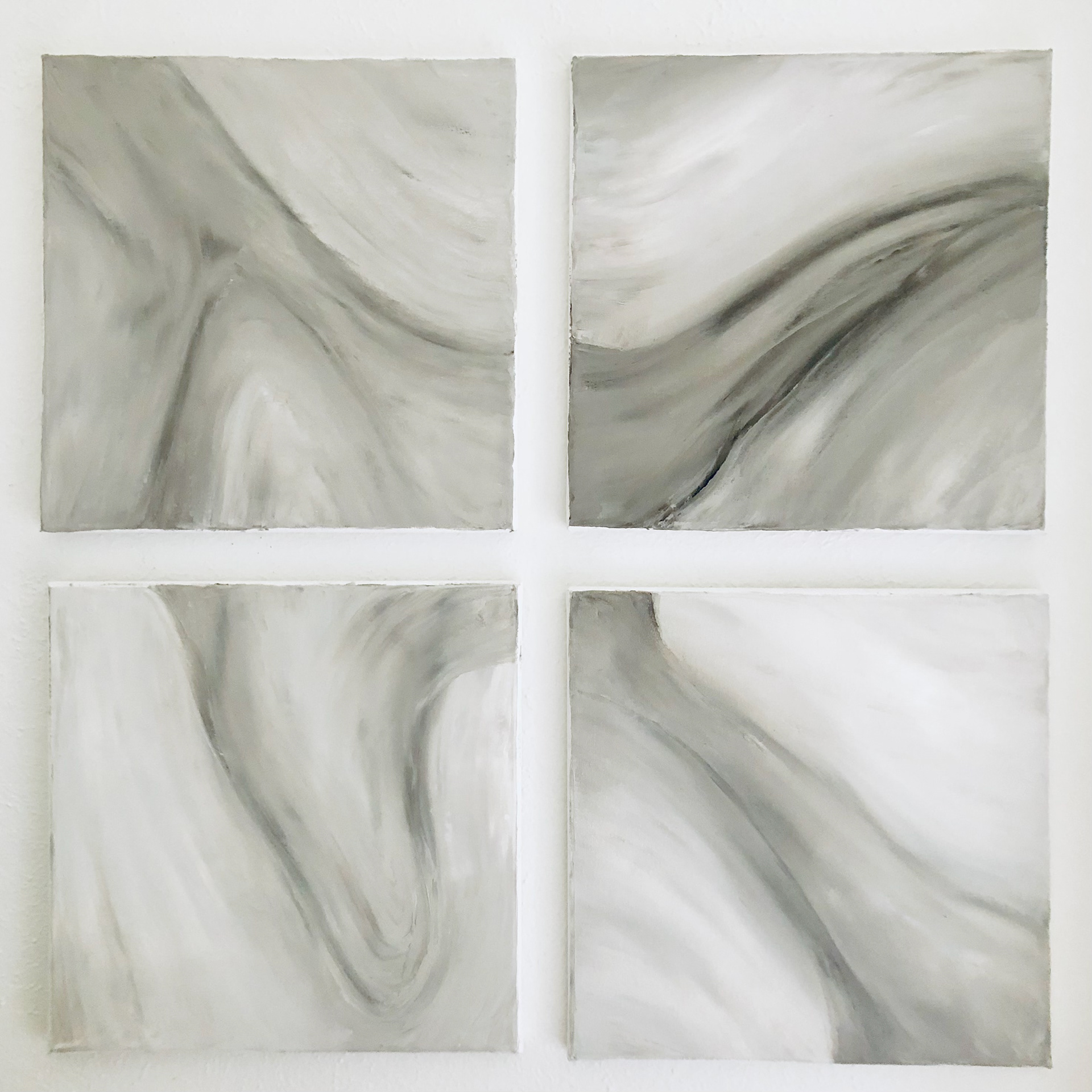©Yuri Bae Studio, Marble Series, (4) 12"x12" Oil on canvas