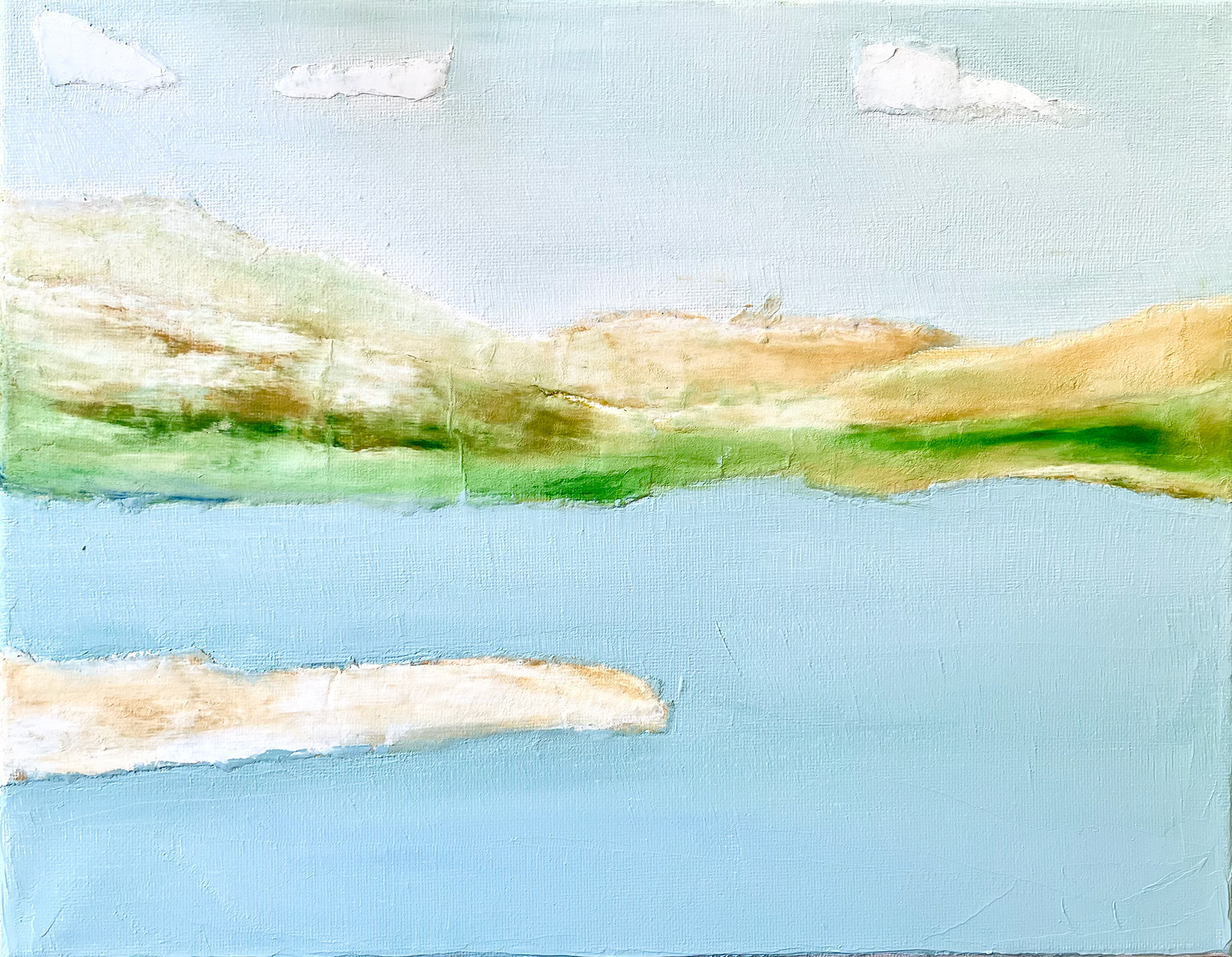 ©Yuri Bae Studio, Calm 02,  Mixed Media (Mulberry "Hanji" Paper + Oil Painting), 11”x14”