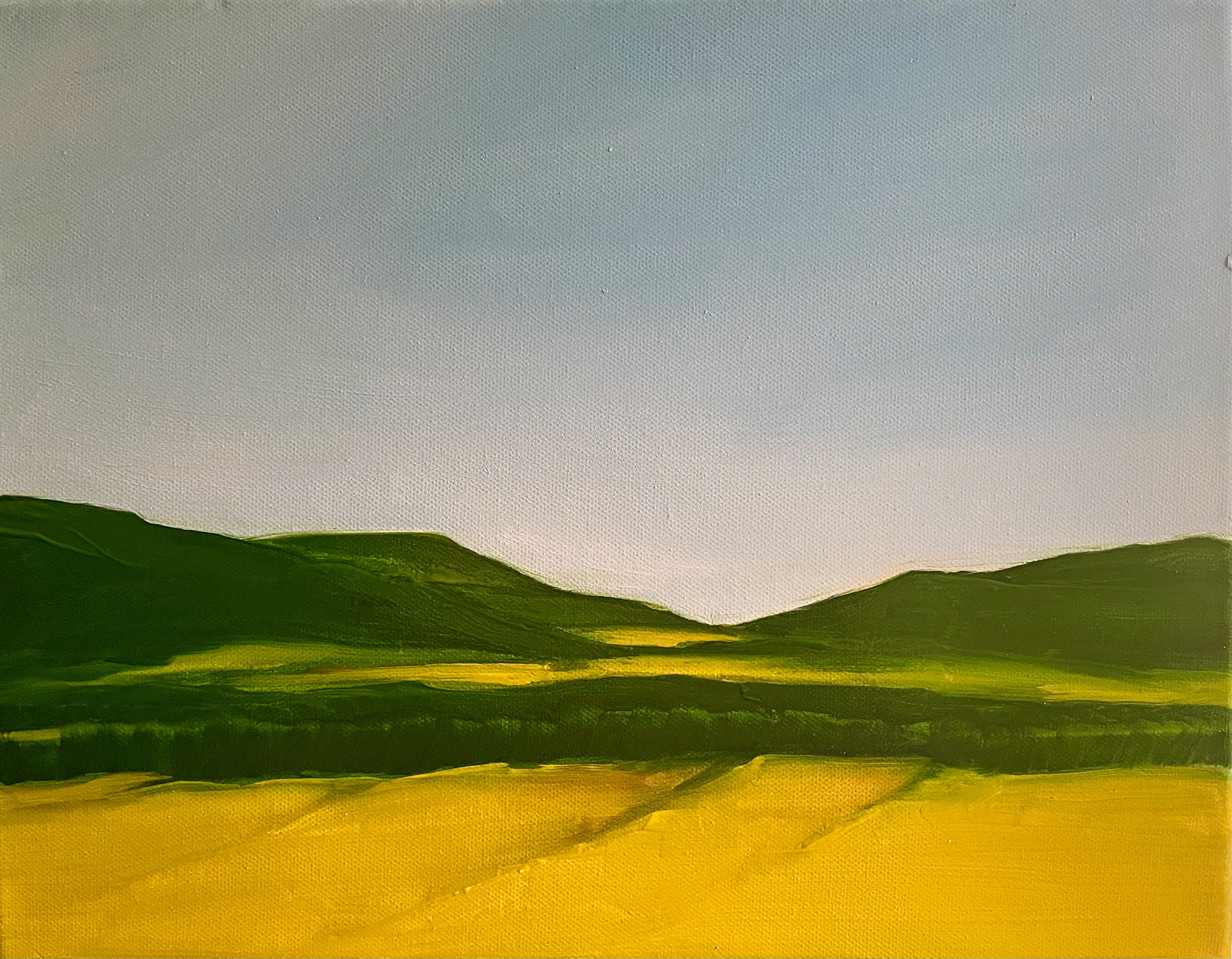 ©Yuri Bae Studio, Golden Crop Field in Autumn, My Grandma’s Hometown in South Korea. Oil on Canvas, 11"x14"