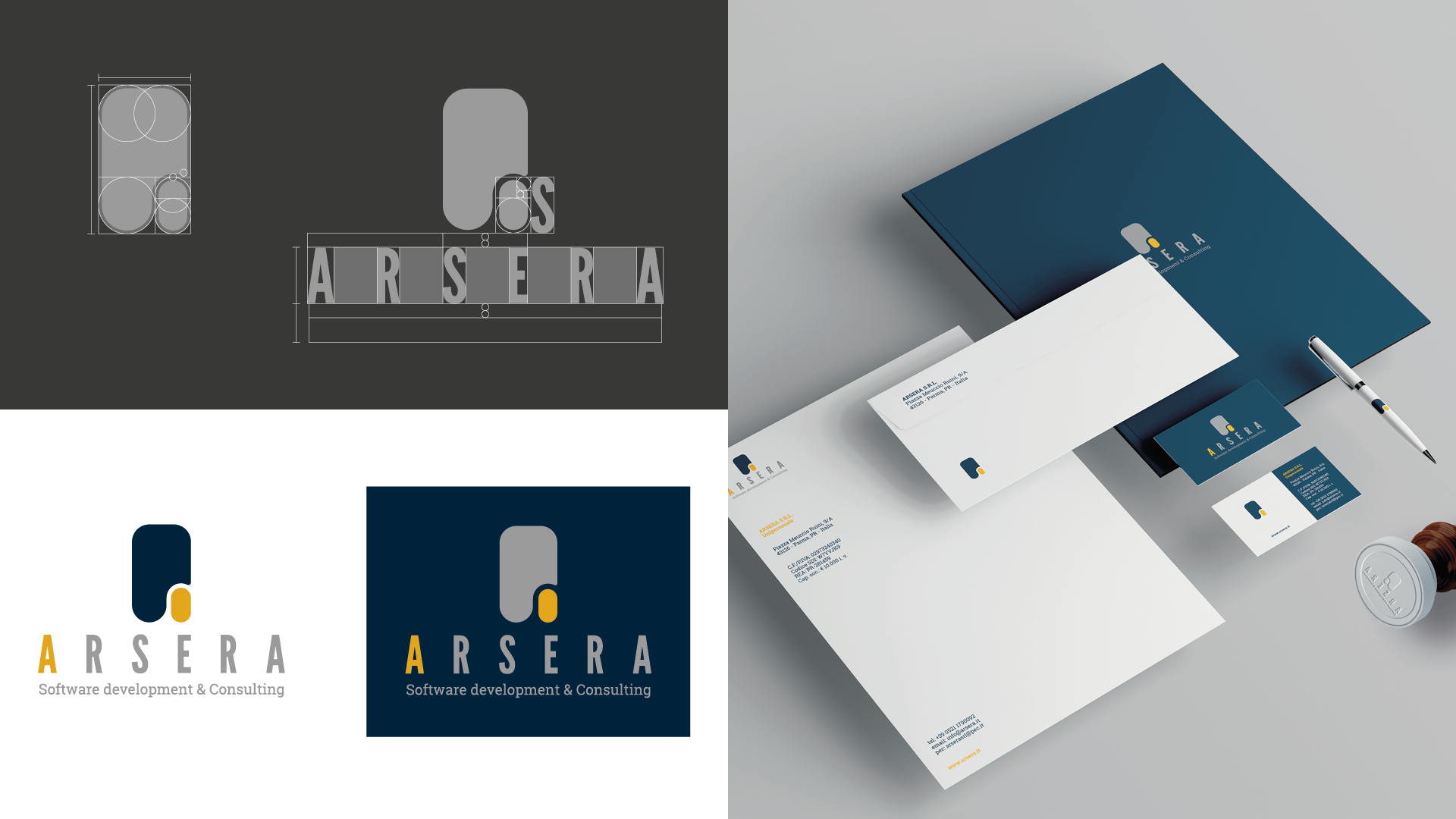 Costruzione e applicazione logo Arsera brand identity software development