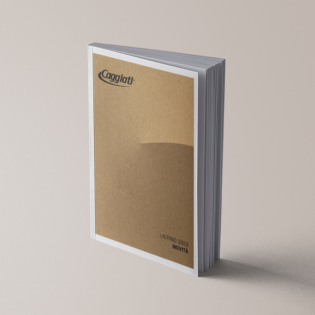 Copertina del Listino Caggiati 2023 coordinata al catalogo generale arte funeraria e arredo cimiteriale.