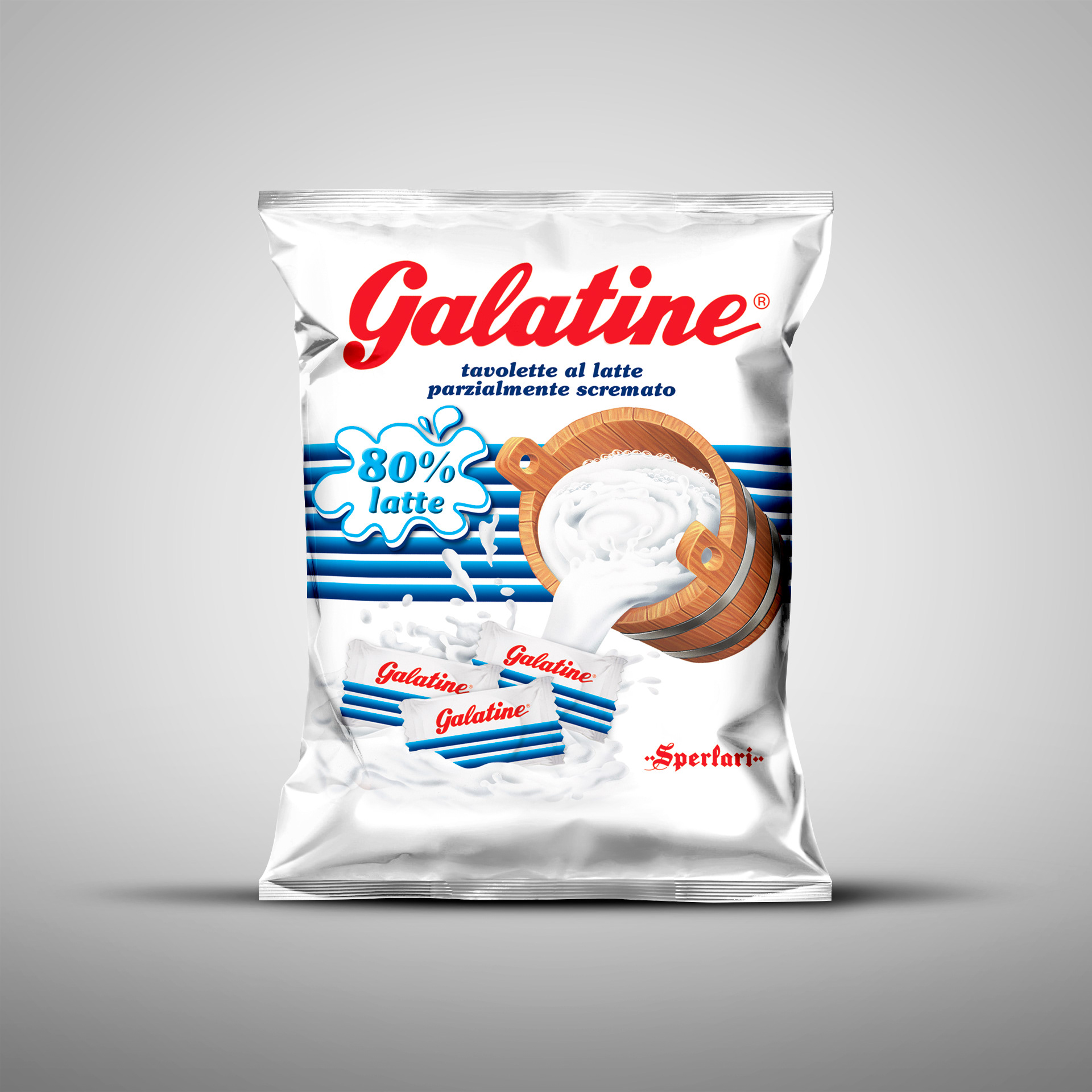 Packaging design Galatine Sperlari sacchetto tavolette al latte