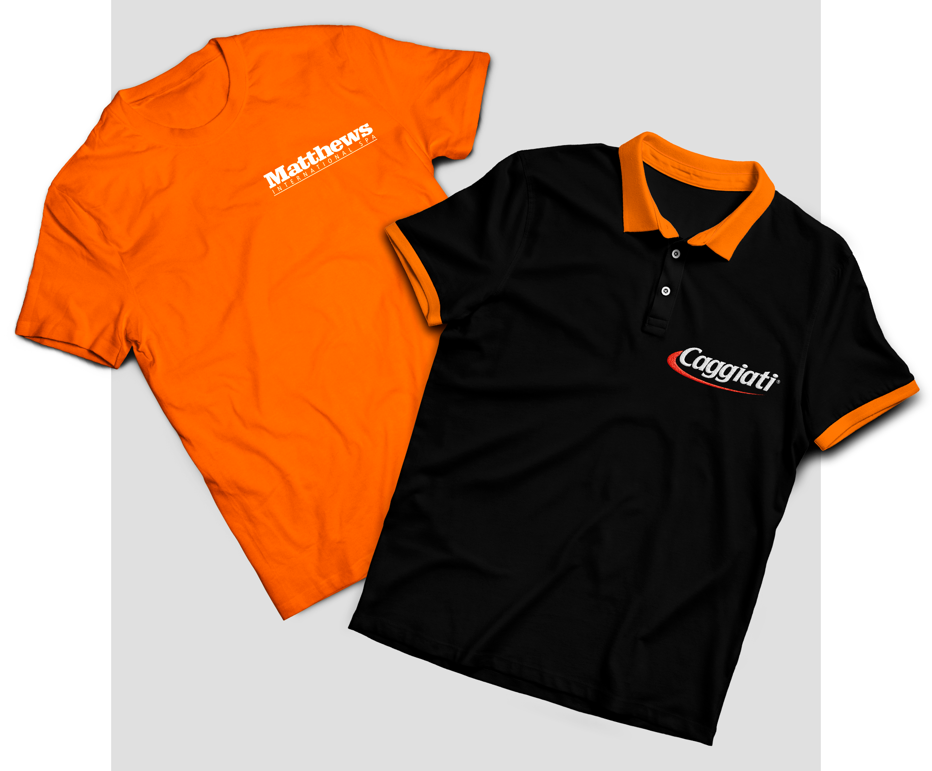 T-shirt e polo aziendali Caggiati personalizzate con logo e colori istituzionali per comunicazione corporate.