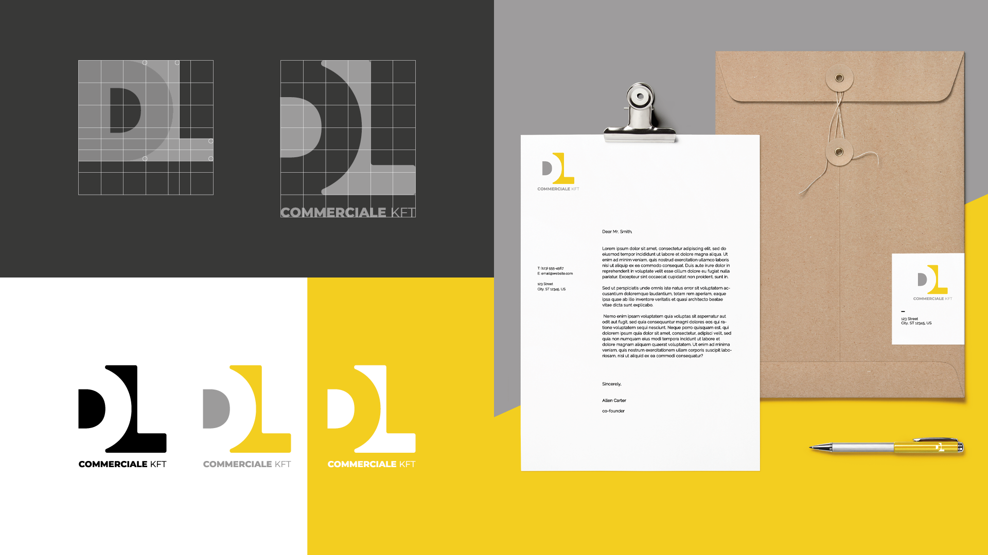 Costruzione e applicazione logo DL Commerciale KFT brand identity settore import export