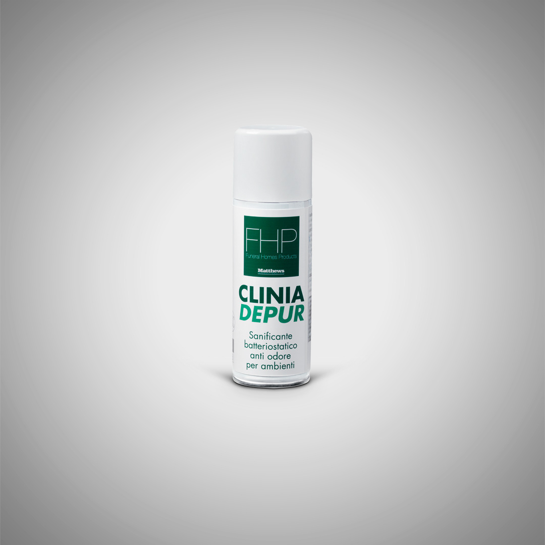 Packaging design FHP Clinia Depur sanificante batteriostatico antiodore per ambienti settore funerario