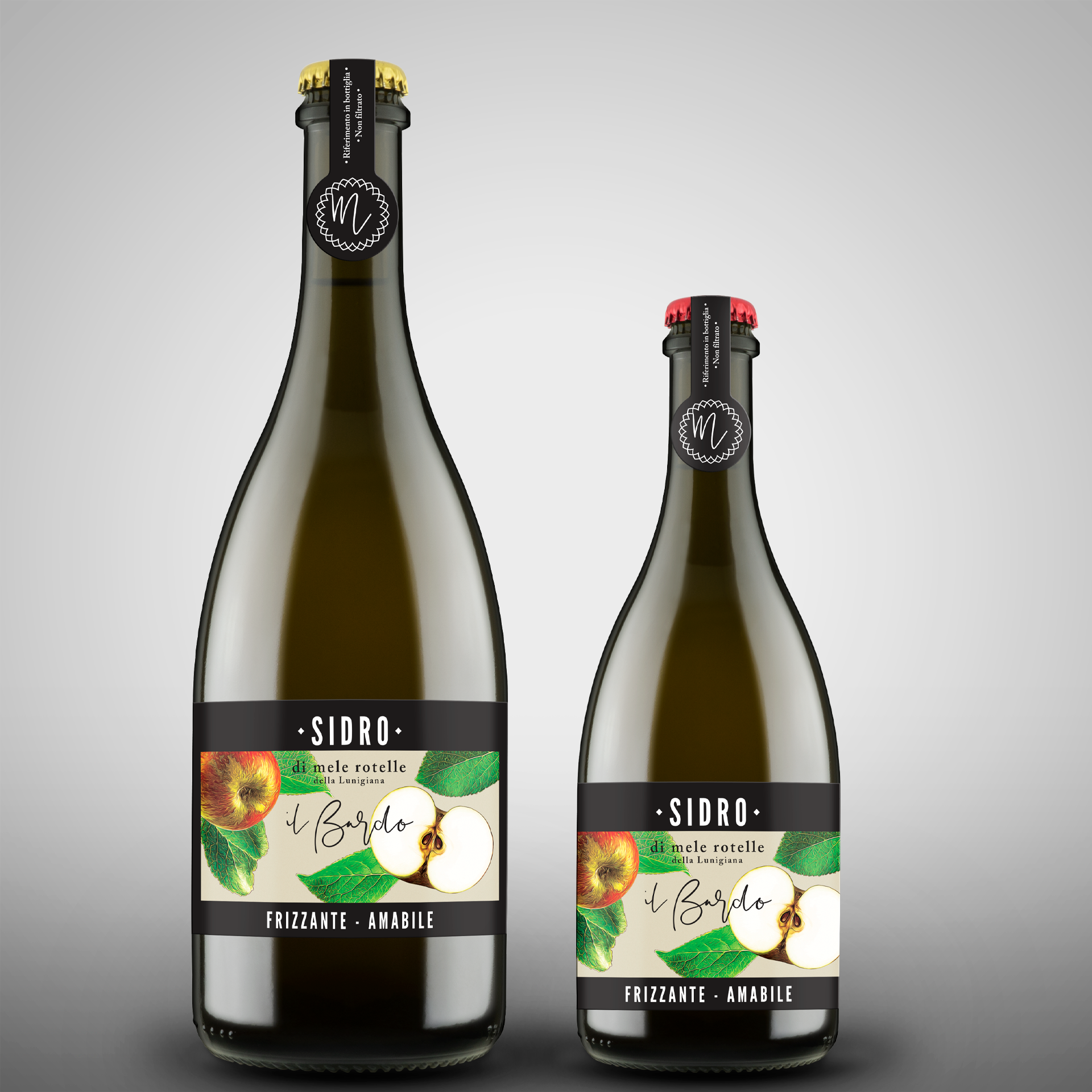 Packaging design Il Meleto etichette sidro di mele Rotella