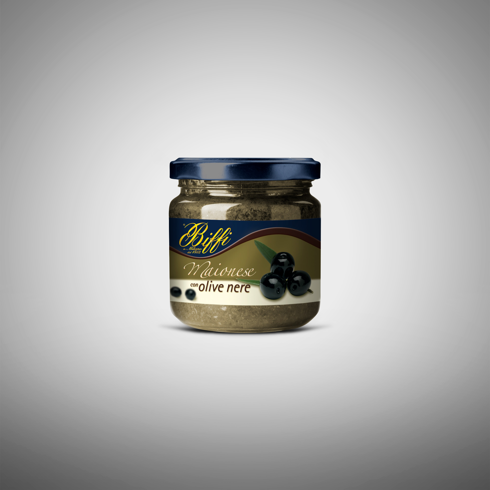 Packaging design Biffi etichetta vasetto maionese alle olive nere