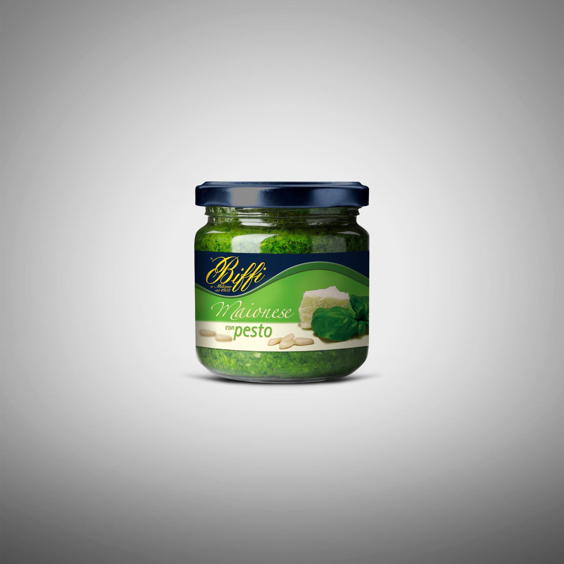 Packaging design Biffi etichetta vasetto maionese al pesto