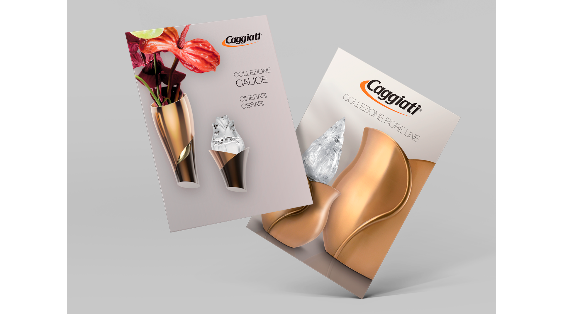 Brochure Caggiati collezione Calice per arte funeraria e arredo cimiteriale.
