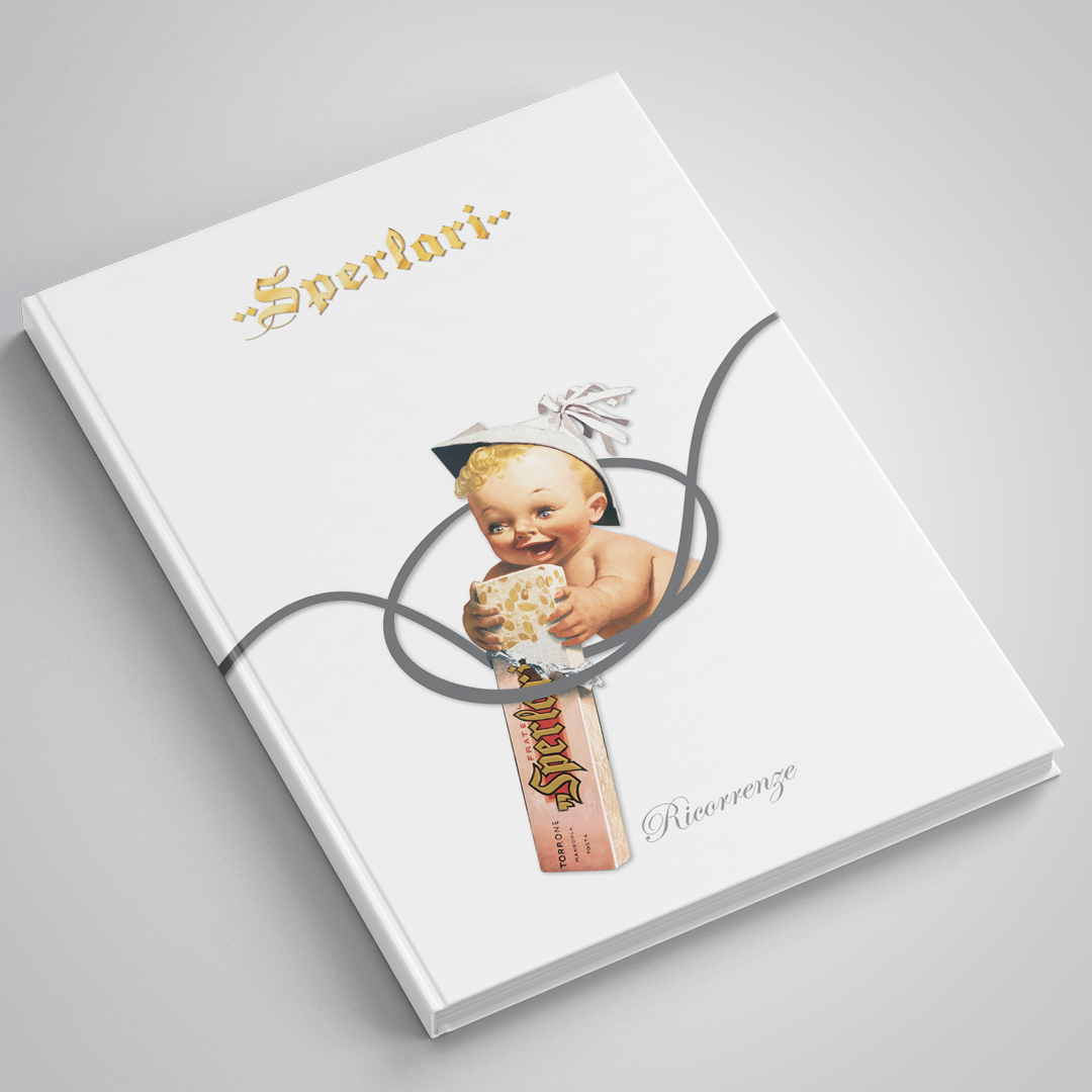 Copertina catalogo ricorrenze Sperlari con putto storico e grafica istituzionale dedicata alla linea torrone.