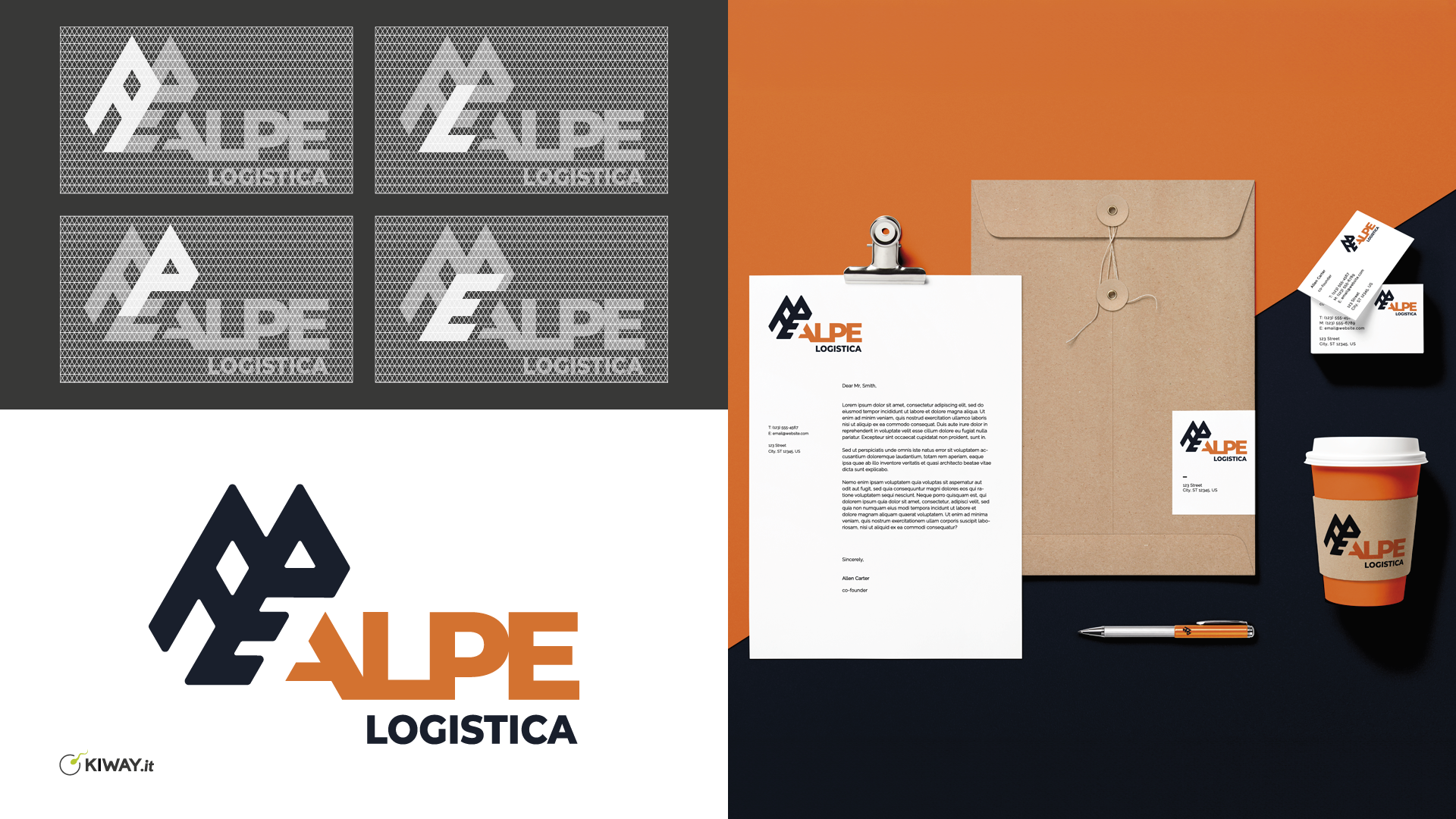 Costruzione e applicazione logo Alpe Logistica brand identity settore logistica