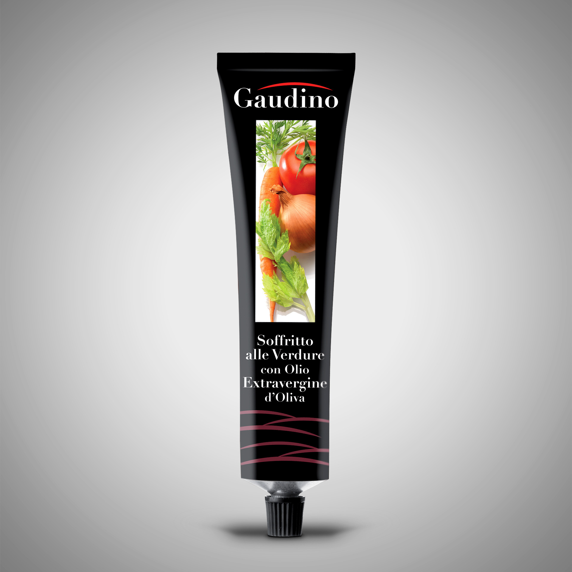 Packaging design Gaudino tubetto soffritto alle verdure con olio extravergine di oliva