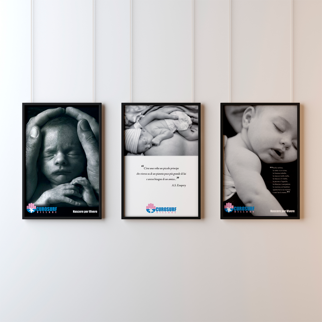 Campagna pubblicitaria Curosurf Village per Chiesi Farmaceutici dedicata al farmaco Curosurf utilizzato in ambito neonatale.