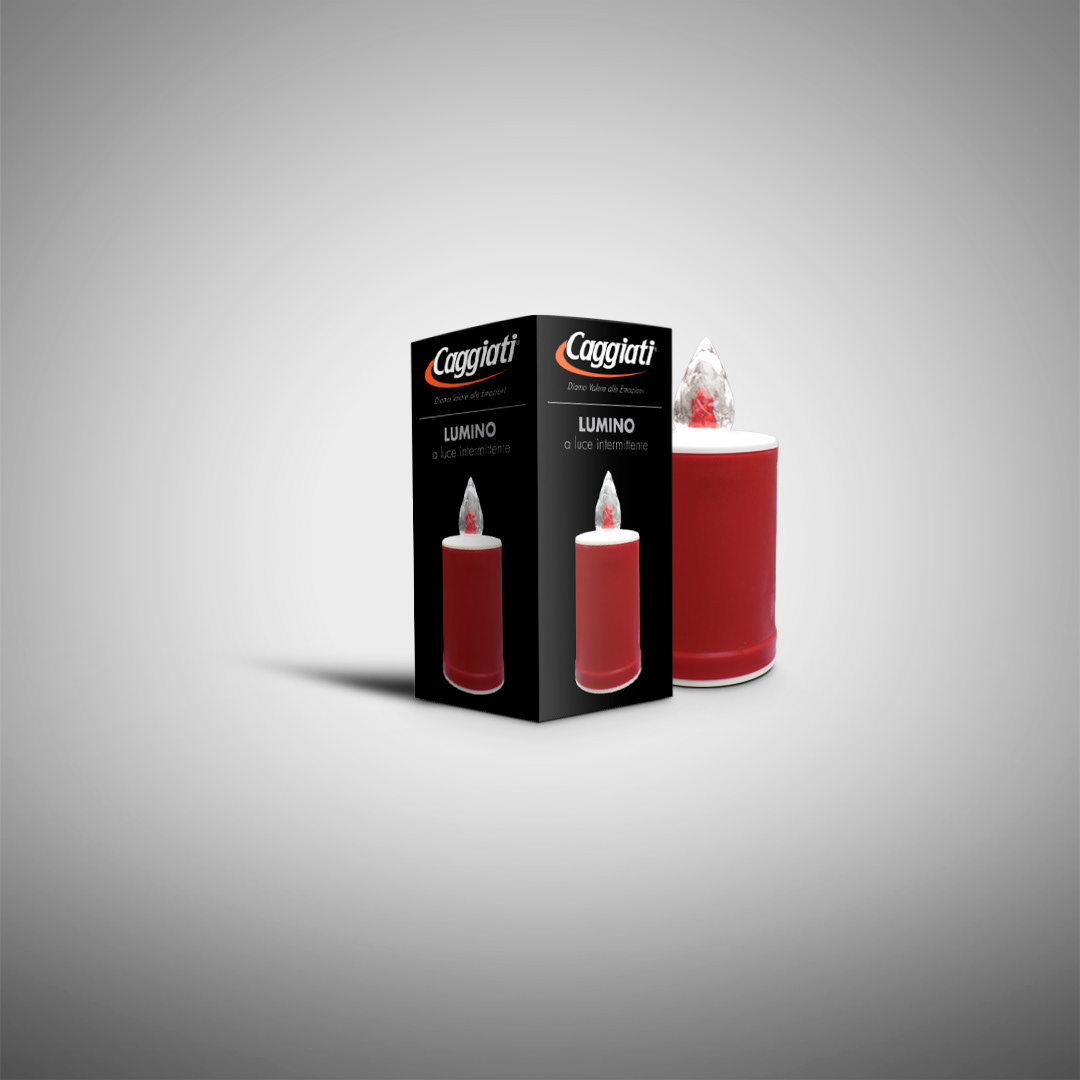 Packaging design Caggiati confezione lumino a luce intermittente settore commemorativo