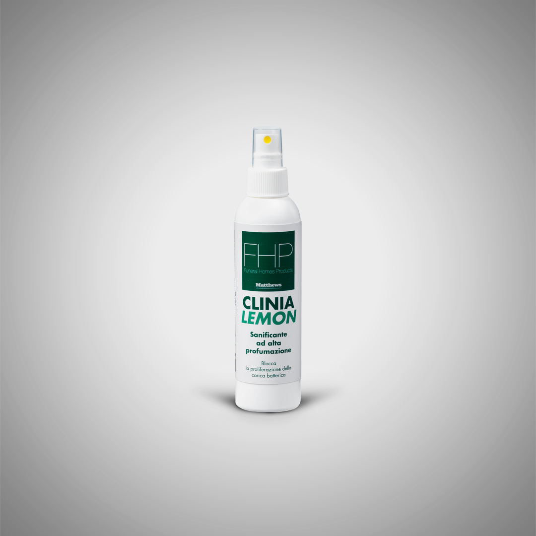 Packaging design FHP Clinia Lemon sanificante ad alta profumazione settore funerario