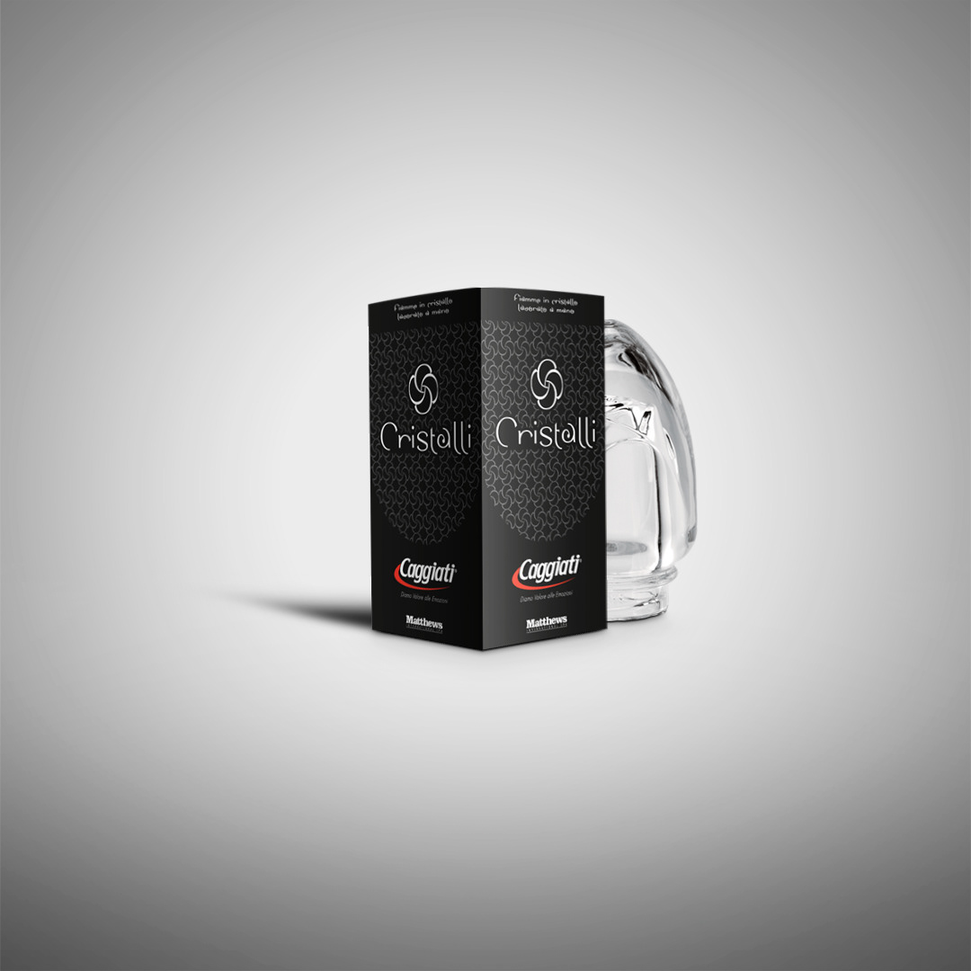 Packaging design Caggiati Cristalli per lampade da loculo o monumento settore commemorativo