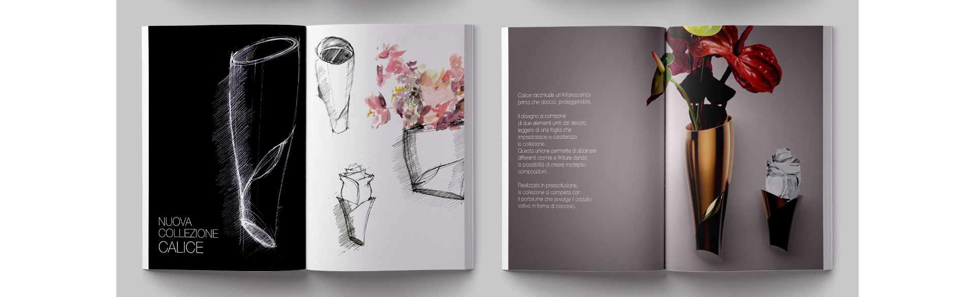 Catalogo listino Caggiati 2018 in mockup editoriale per arredo cimiteriale e prodotti memorial.