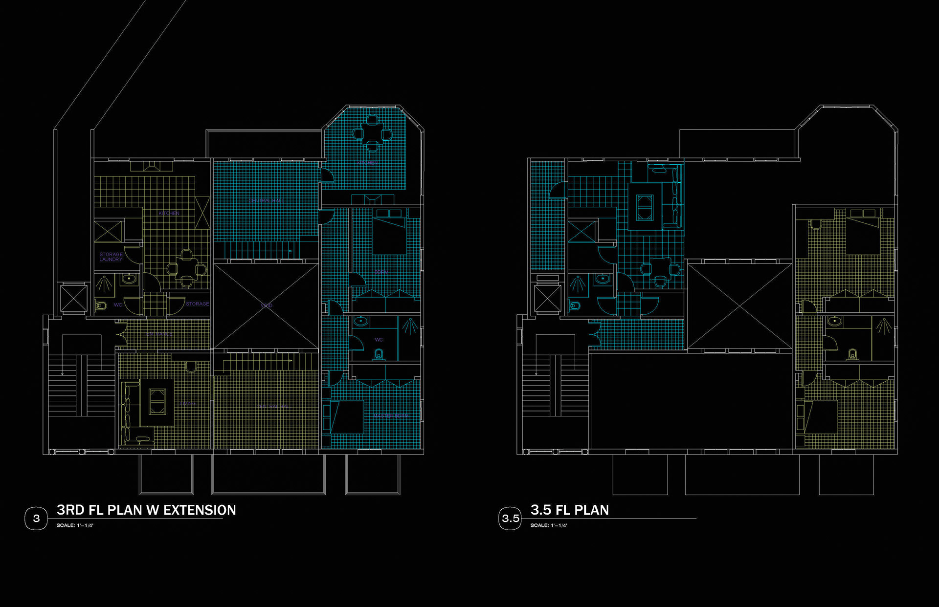 3rd Floor prototype containing 2 units instead of 1 (blue & yellow)