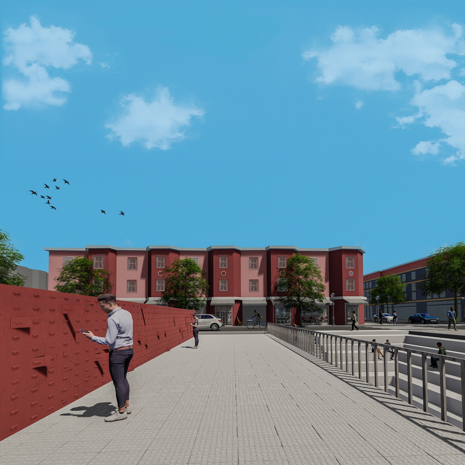 Exterior render of the phone deposit area
