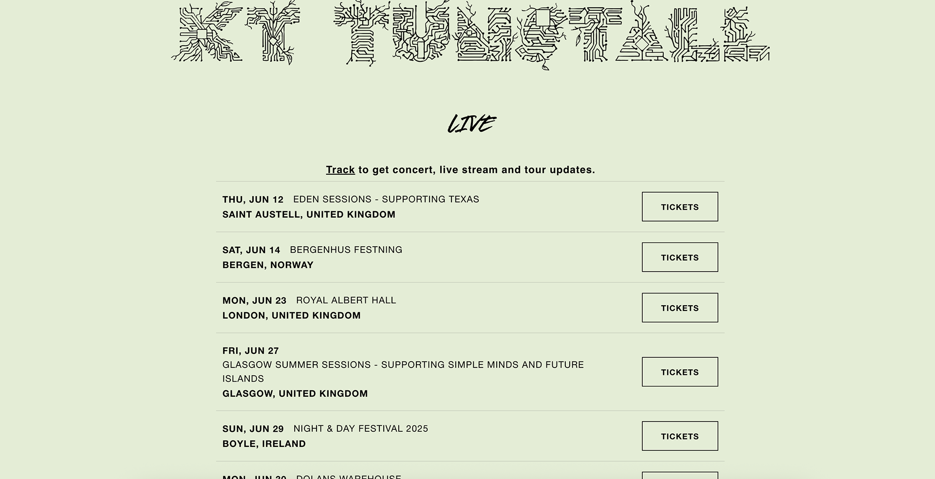 Official website of KT Tunstall: lives and performance announcements