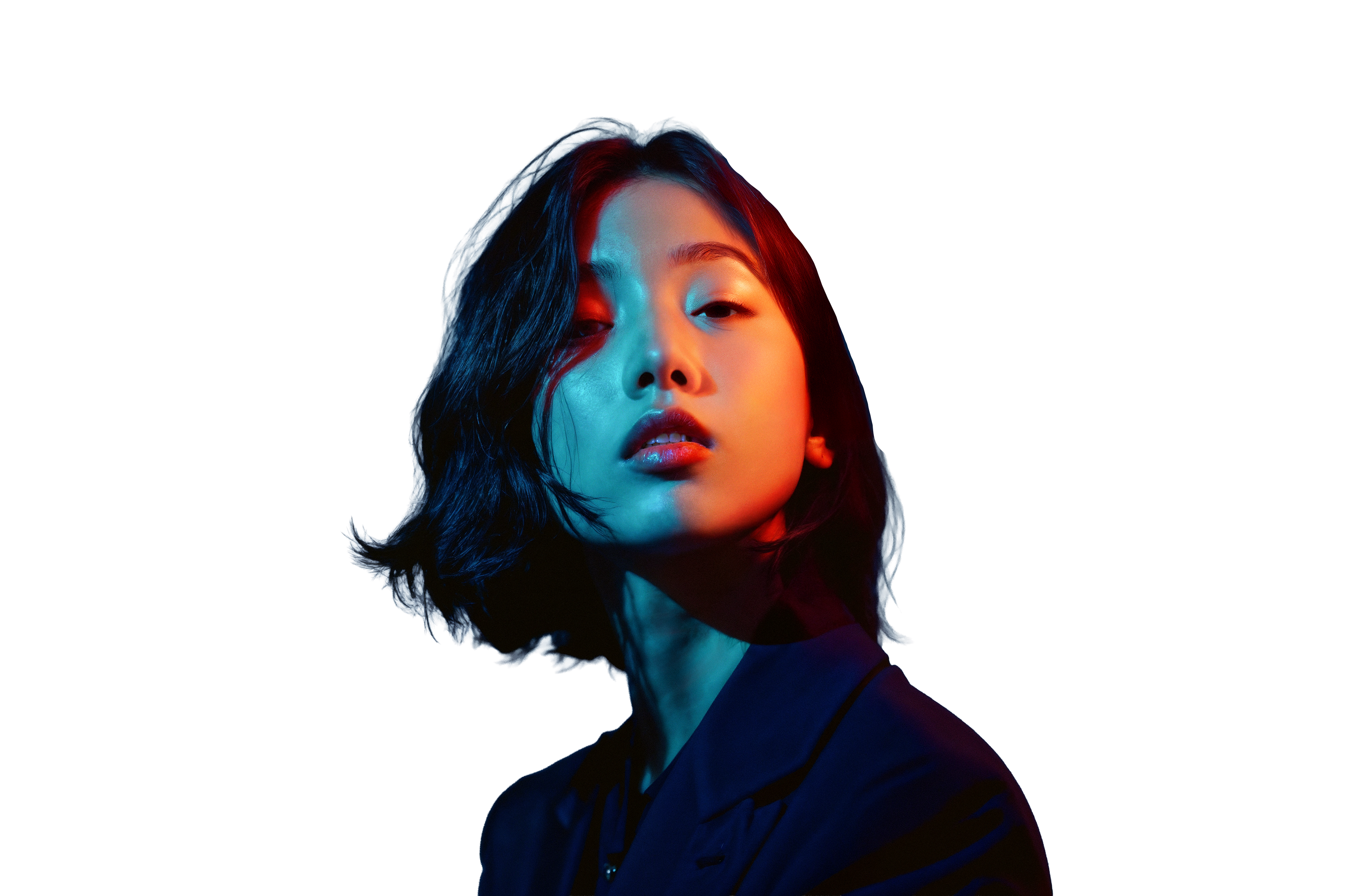 Background portrait without flower on face, modified in photoshop