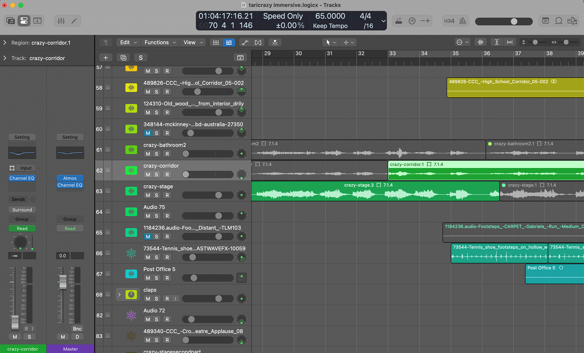 Logic Pro using Dolby Atmos Renderer