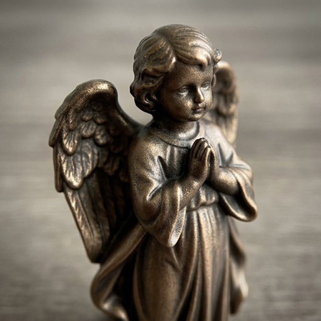 Resin — Finished with a faux metallic bronze coating.