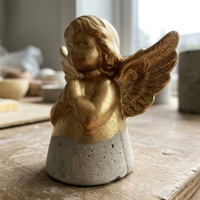 Concrete — Finished with a polished gold metallic coating.