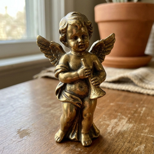 Artisanal Plaster — Finished with an antique gold metallic coating.